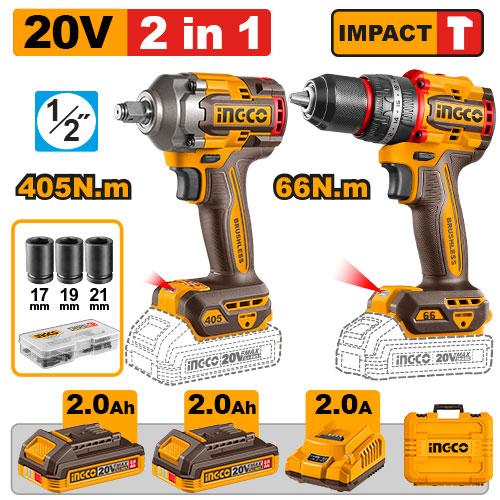 Ingco 20V Cordless 2 Pcs Combo Kit | CKLI20286 Ingco