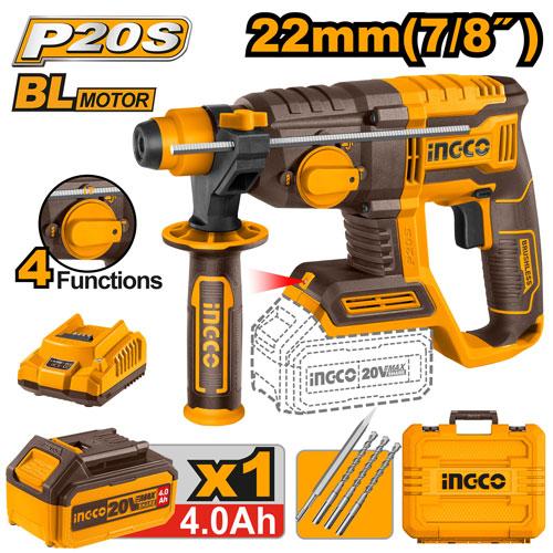 Ingco 20V 2.0J 0-1100rpm Cordless Rotary Hammer | CRHLI202081 Ingco