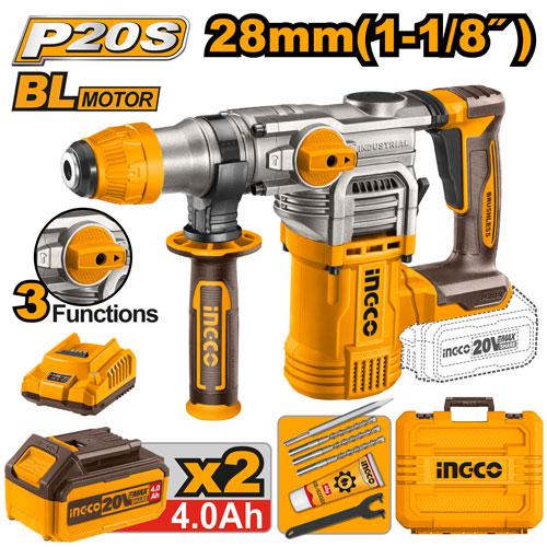 Ingco 20V 4.5J 0-930rpm Cordless Rotary Hammer | CRHLI202882 Ingco
