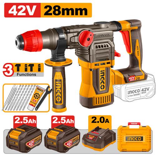 Ingco 42V 4.5J 0-900rpm Cordless Rotary Hammer | CRHLI422882 Ingco