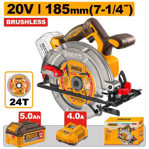 Ingco 20V 185mm 4800rpm Cordless Circular Saw | CSLI18513 Ingco