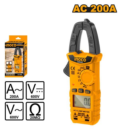 Ingco 2V 2000 counts 200A Digital AC clamp meter | DCM2001 Ingco