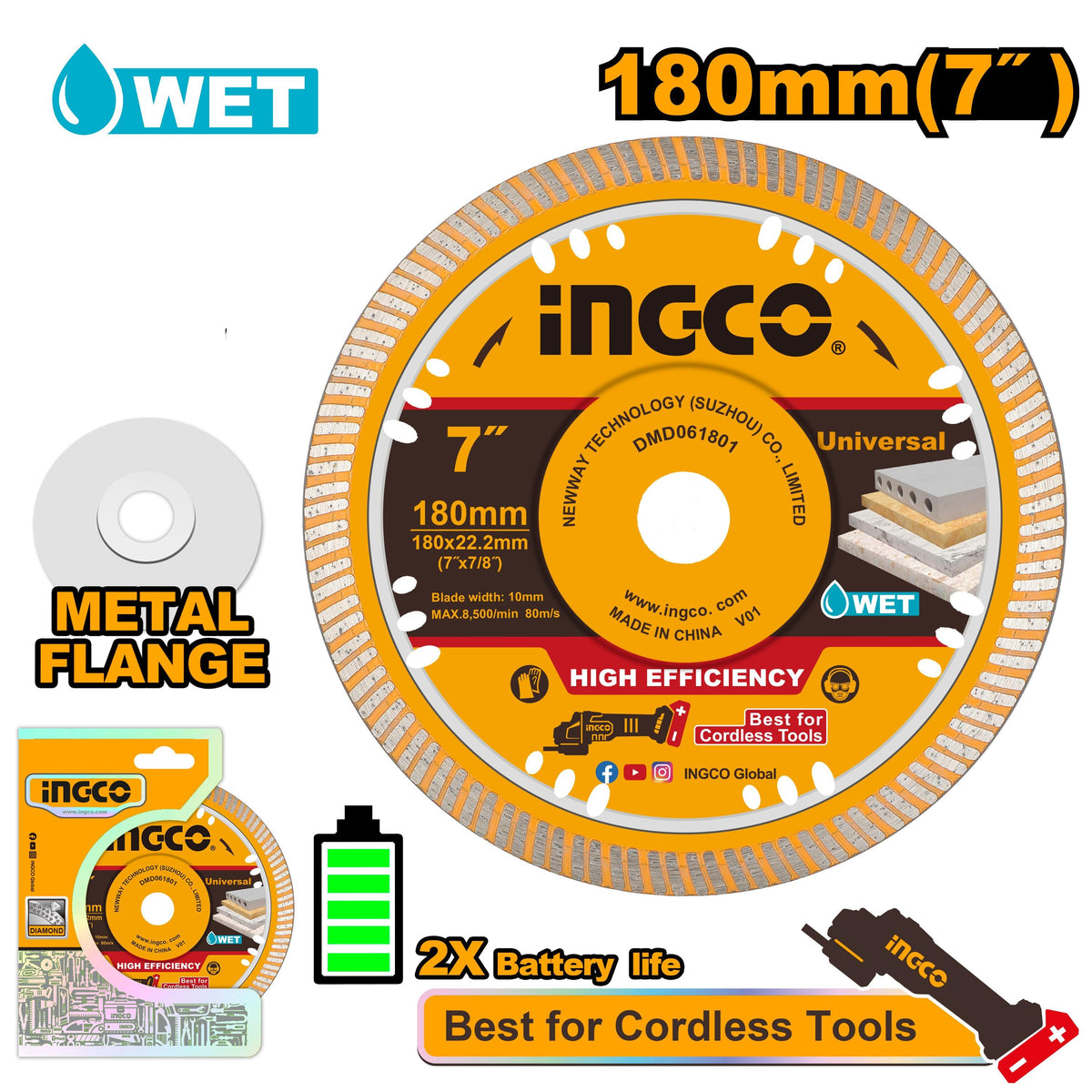 Ingco 180mm Ultrathin Diamond Disc | DMD061801 Ingco