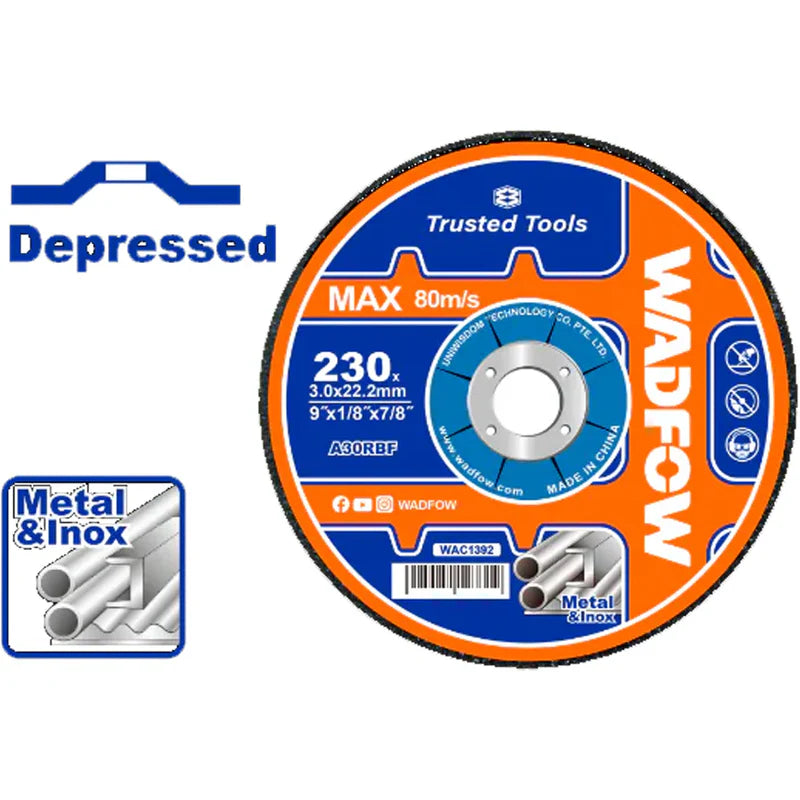 WADFOW 100mm Depressed Center Metal Grinding Disc WAC1342 Wadfow