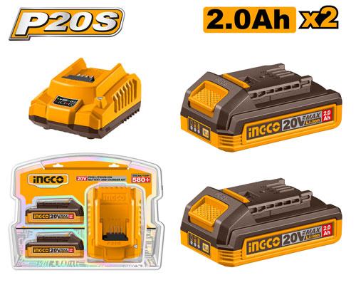 Ingco 20V P20S Lithium-Ion Battery and Charger Kit | FBCPK1222 Ingco