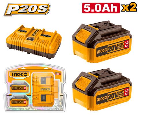 Ingco 20V P20S Lithium-Ion Battery and Charger Kit | FBCPK2425 Ingco