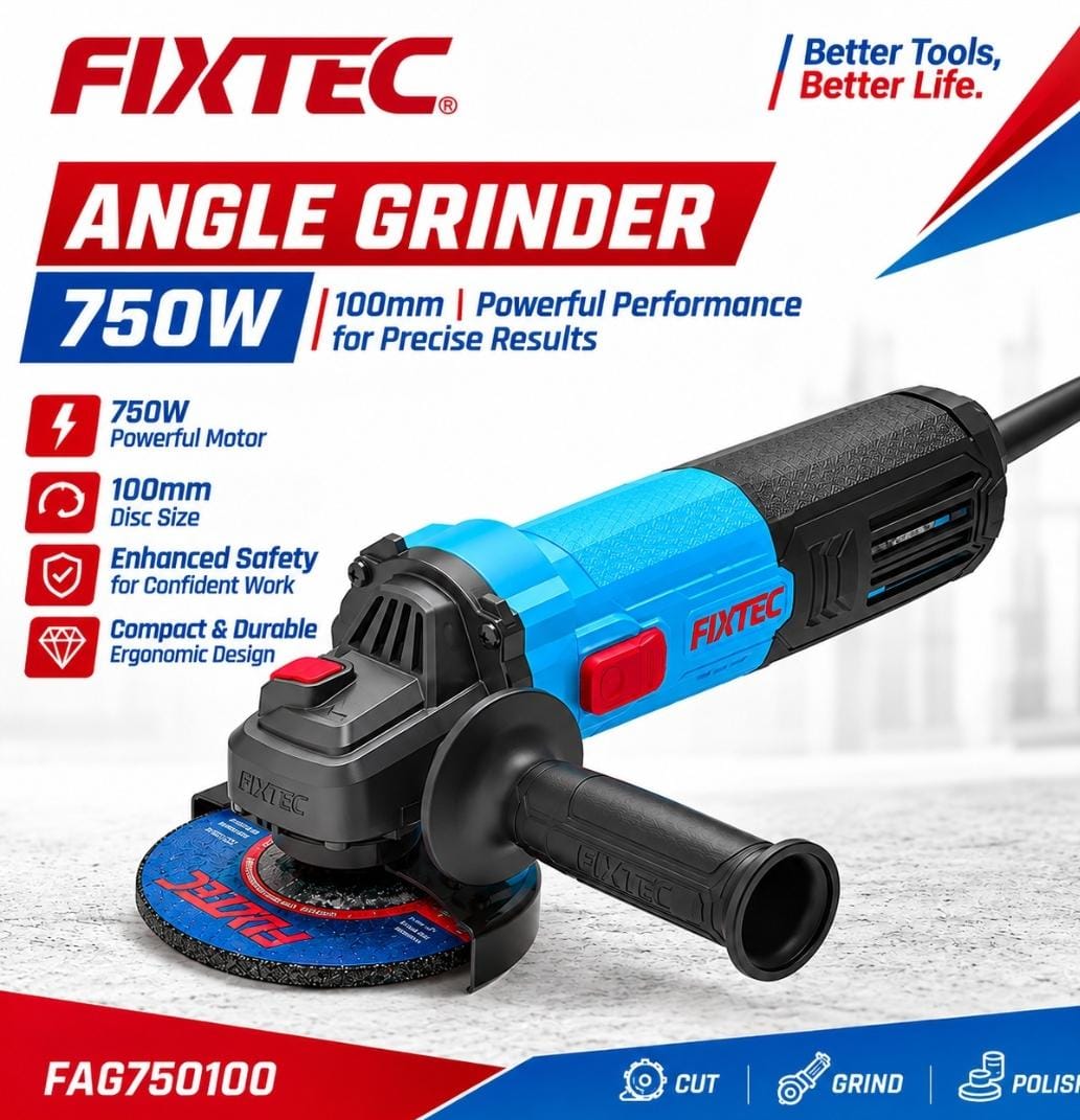 FIXTEC 750W 100mm (4") Angle Grinder - FAG750100 FIXTEC
