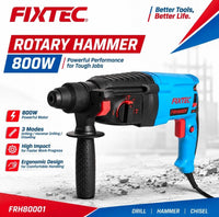 FIXTEC 800W 26mm SDS-Plus Rotary Hammer Drill - FRH80001 FIXTEC