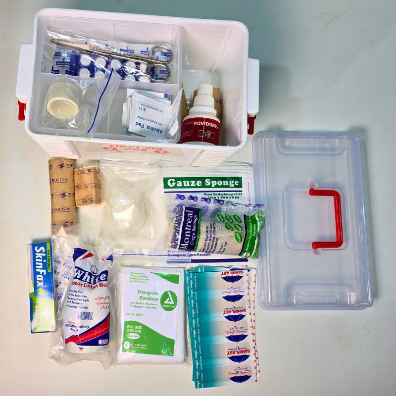 First Aid Box – Compact Emergency Medical Kit for Home/Office - (Random Color)
