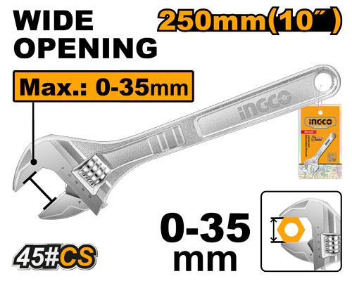 Ingco 250mm Adjustable Wrench | HADW131102 Ingco