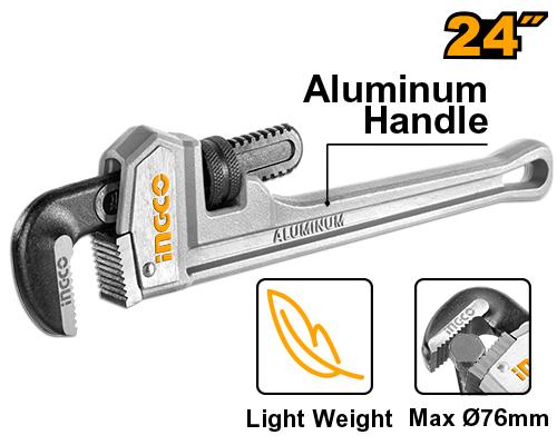 Ingco 24 inch 76mm Aluminum Handle Pipe Wrench | HALPW0124 Ingco