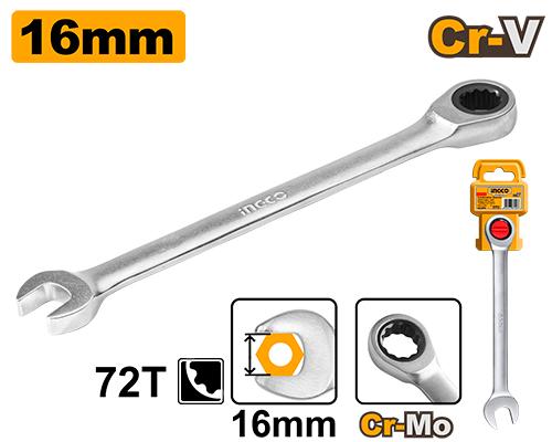 Ingco 209mm 16mm Ratchet Spanner | HCSPAR161 Ingco