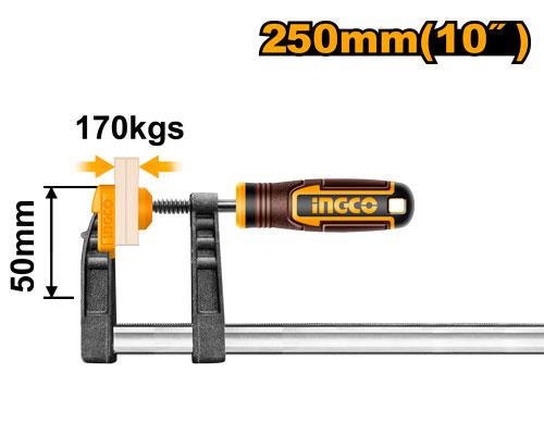 Ingco 50x250mm 170KGS F Clamp with Plastic Handle | HFC020503 Ingco