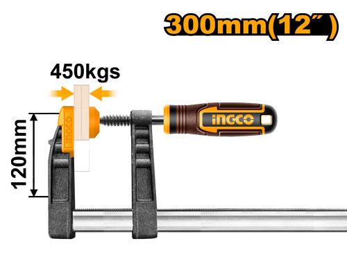 Ingco 120x300mm 450KGS F Clamp with Plastic Handle | HFC021201 Ingco