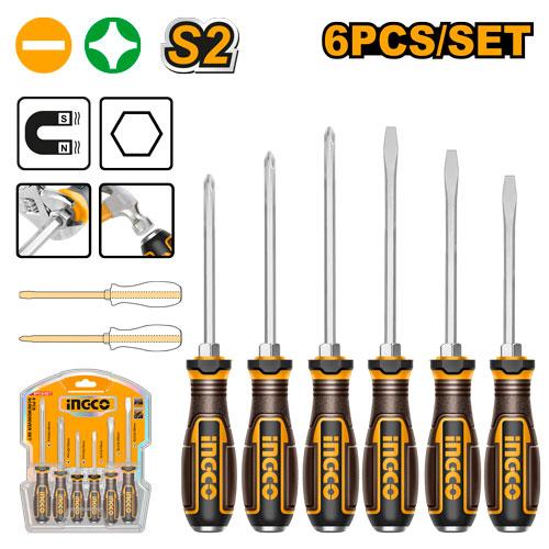 Ingco 6 Pcs Go-through Screwdriver Set | HGTST0608 Ingco