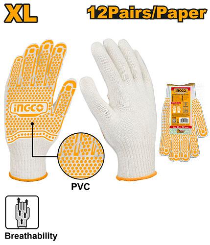 Ingco 58g Knitted&PVC dots gloves | HGVK05 Ingco