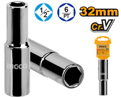 Ingco 78mm 32mm 1/2 Inch Deep Hexagonal Socket | HHAST12323L Ingco