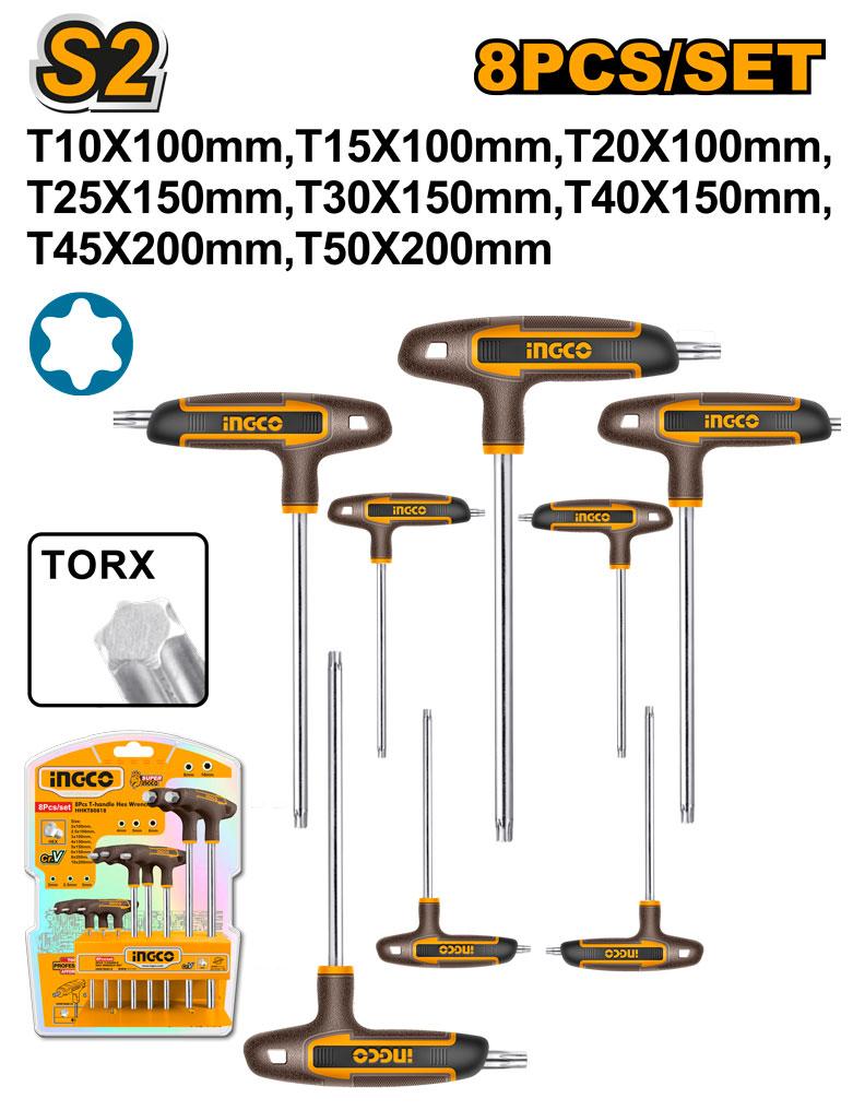 Ingco 8 Pcs T-handle Torx Wrench Set | HHKT80838 Ingco