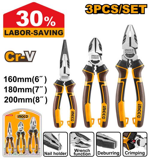 Ingco 3 Pcs High Leverage Pliers Set | HKHLPS2831 Ingco