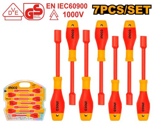 Ingco 6x125mm 7 Pcs Insulated Nut Screwdriver Set | HKISD0701 Ingco