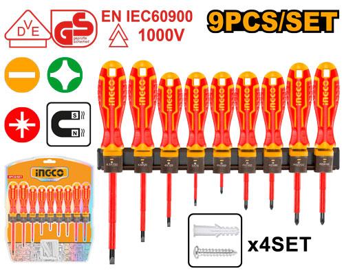 Ingco 9 Pcs Insulated Screwdriver Set | HKISD0908 Ingco