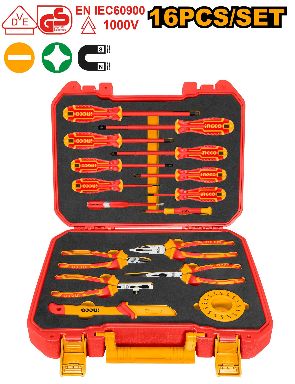 Ingco 0x100mm 16 Pcs Insulated Hand Tools Set | HKITH1601 Ingco