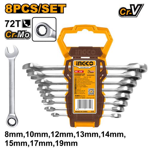 Ingco 8 Pcs Ratchet Spanner Set | HKSPAR1082 Ingco