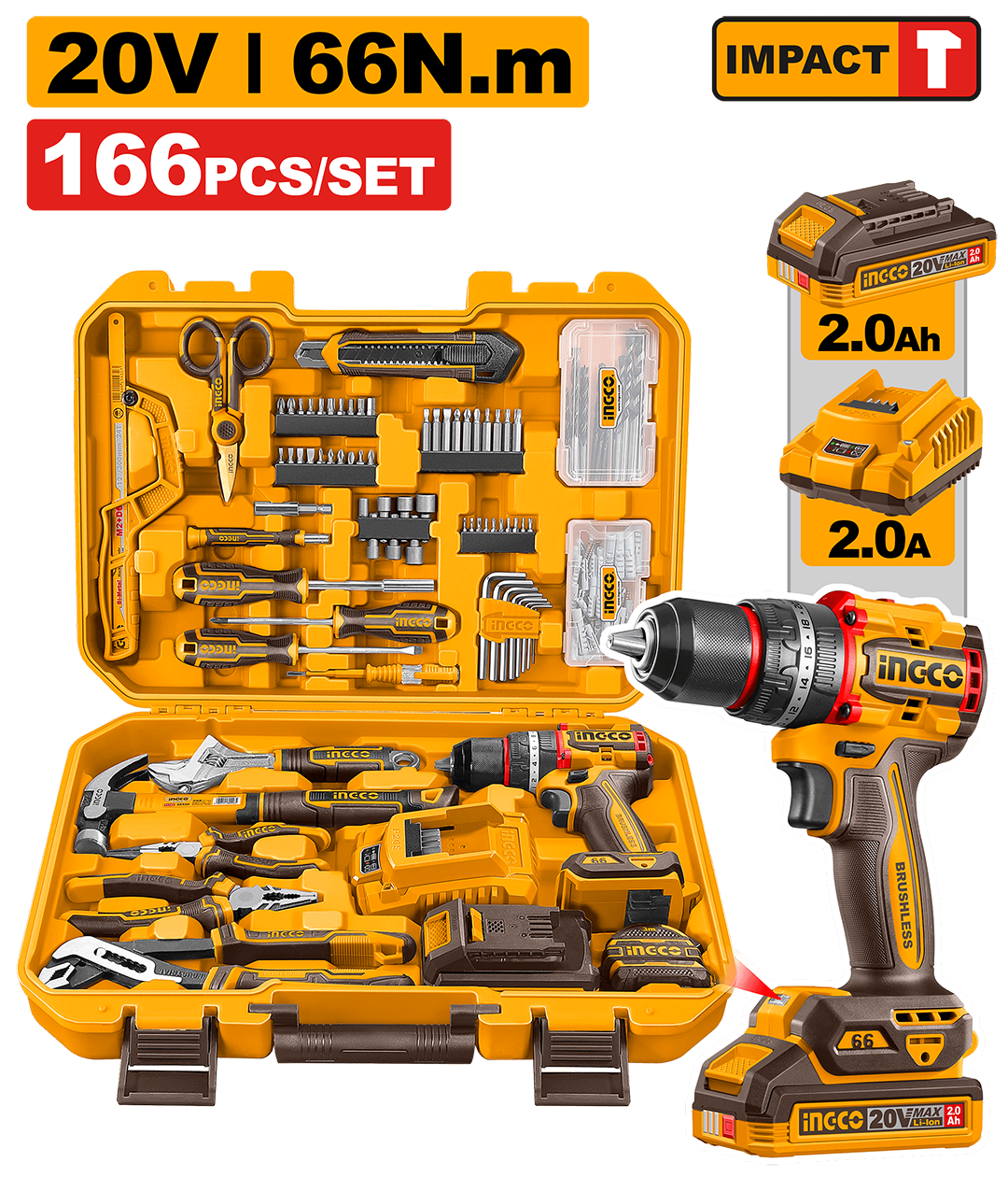 Ingco 166 Pcs Tools set | HKTHP41662 Ingco
