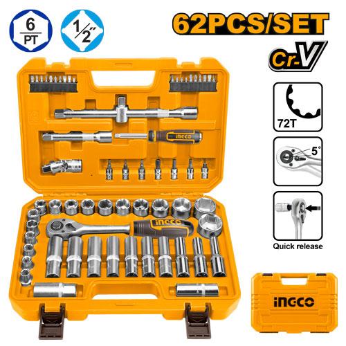 Ingco 62 Pcs 1/2 Inch Socket Set | HKTS12602 Ingco