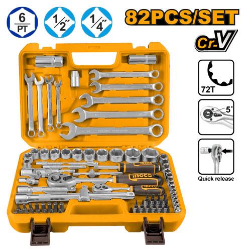 Ingco 82 Pcs 1/4 and 1/2 Inch Socket Set | HKTS42802 Ingco
