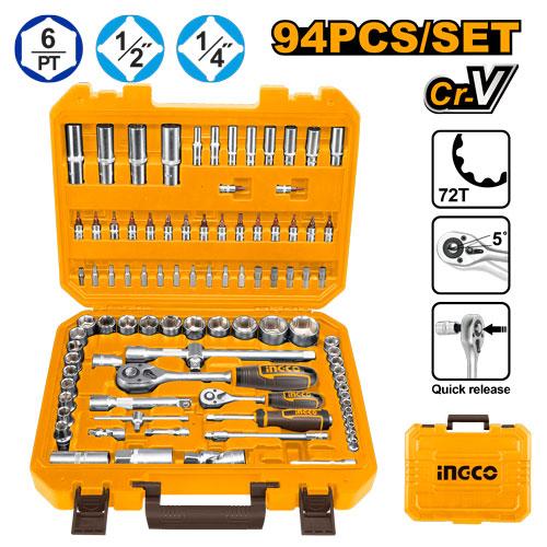 Ingco 94 Pcs 1/4 and 1/2 Inch Socket Set | HKTS42941 Ingco