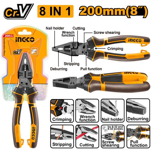 Ingco inch/200mm 8-in-1 Multi-Function Combination Pliers | HMFCP28200 Ingco