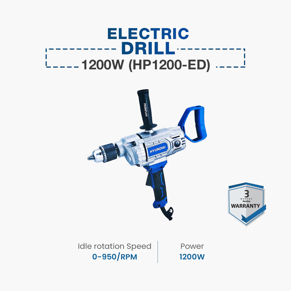 Hyundai 16mm Electric Drill 1200W |  HP1200-ED Hyundai