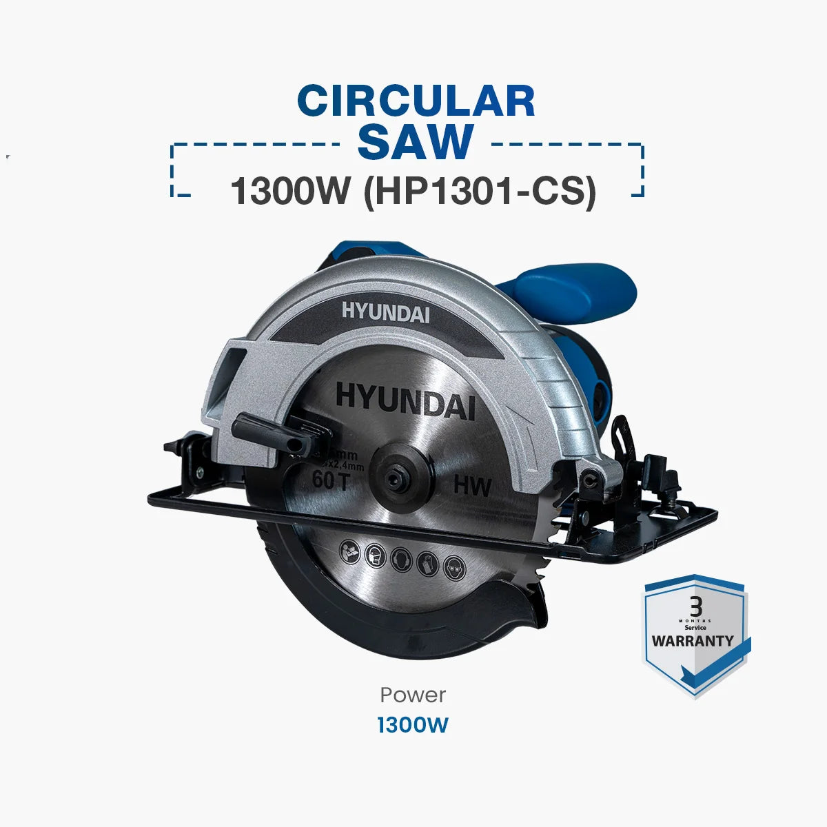 HYUNDAI 1300W 185mm Electric Circular Saw Heavy Duty Wood Cutting HP1301-CS Hyundai