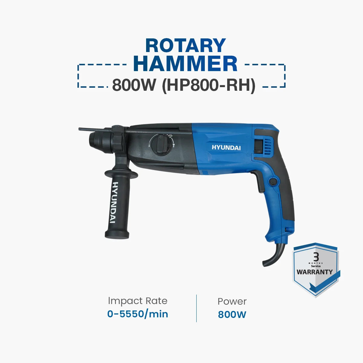 HYUNDAI 800W SDS-Plus Rotary Hammer Drill HP800-RH Hyundai