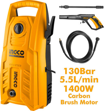 INGCO 1400W High Pressure Washer (130 Bar) | HPWR14008 with Free Foam Producer (LIMITED TIME) Ingco