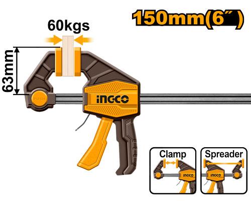Ingco 63x150mm 60KGS Quick Bar Clamp | HQBC01601 Ingco