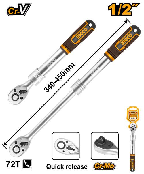 Ingco 1/2 Inch Extendable Ratchet Wrench | HRTH08128L Ingco