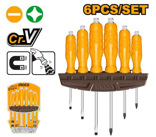 Ingco 6 Pcs Go-through Screwdriver Set | HSGTDC180601 Ingco