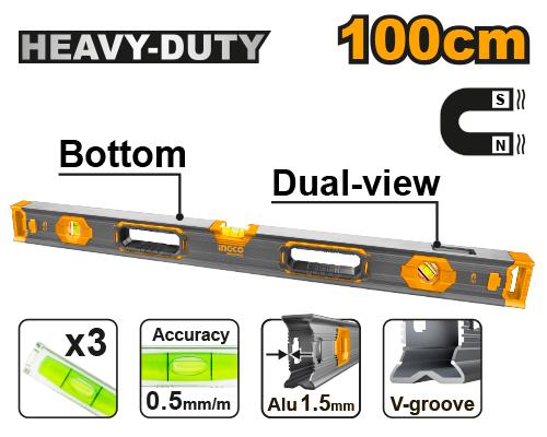 Ingco 1225g 100cm Spirit Level (With Powerful Magnets) | HSL68100 Ingco