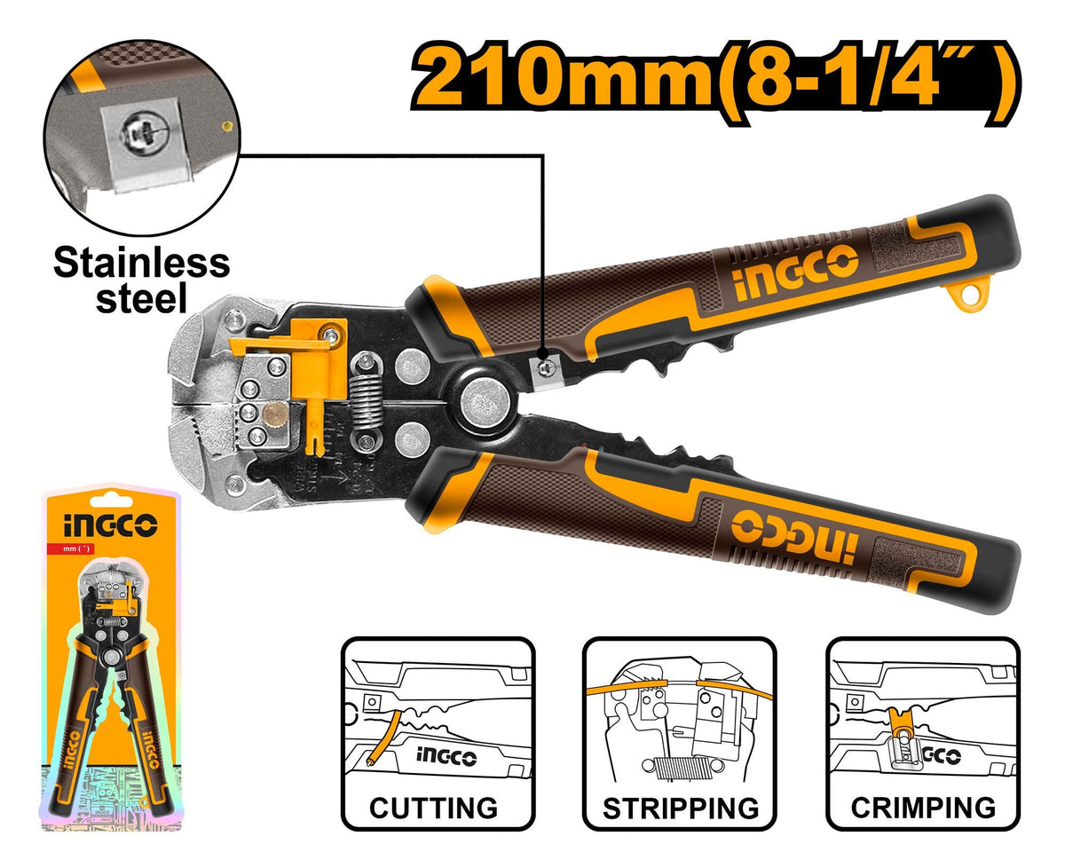 Ingco 3-in-1 Automatic Wire Stripper & Crimper | HWSP102418 Ingco