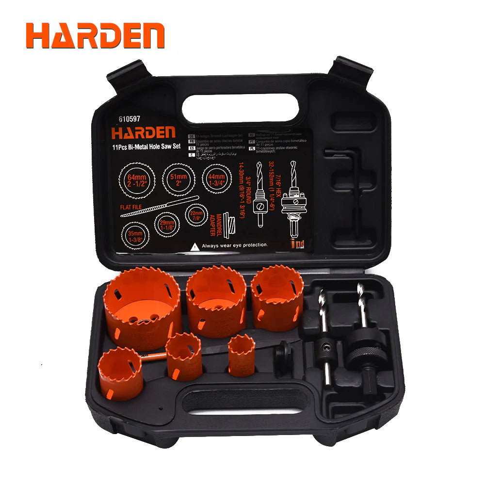 Harden-11-Pcs-HSSBi-Metal-Hole-Saw-Set-610597-Marvi_Sons