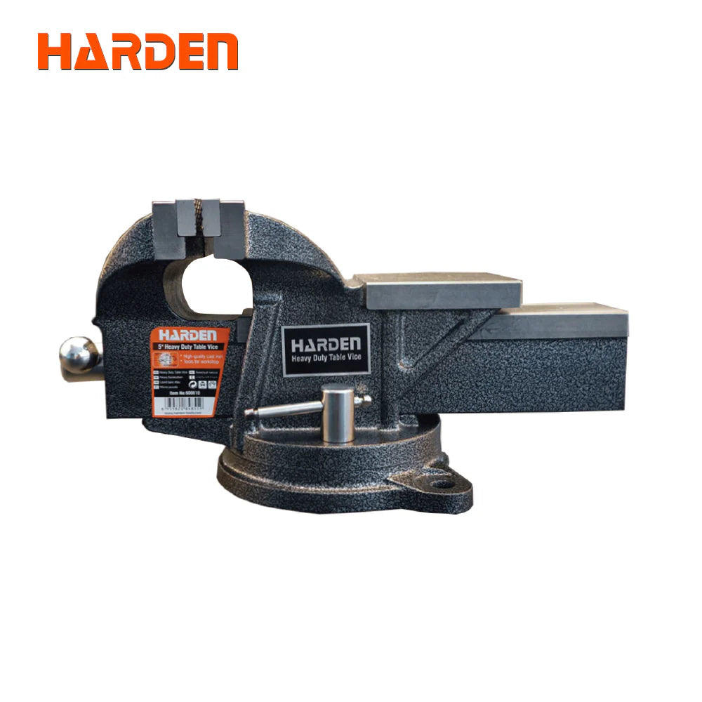 HARDEN 600613 heavy duty 8-inch cast steel bench vise with blue finish and integrated anvil