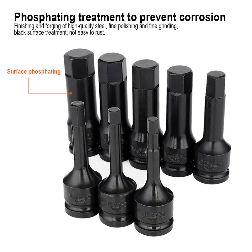 Harden 8 Pc 1/2" Hex Impact Bit Socket Set CrMo | 537048