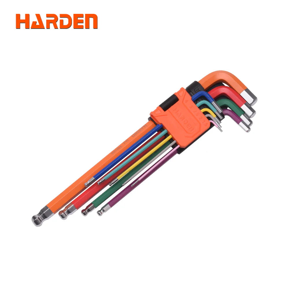 HARDEN 540615 Professional 9-Piece Extra-Long Ball-Point Hex Key Set