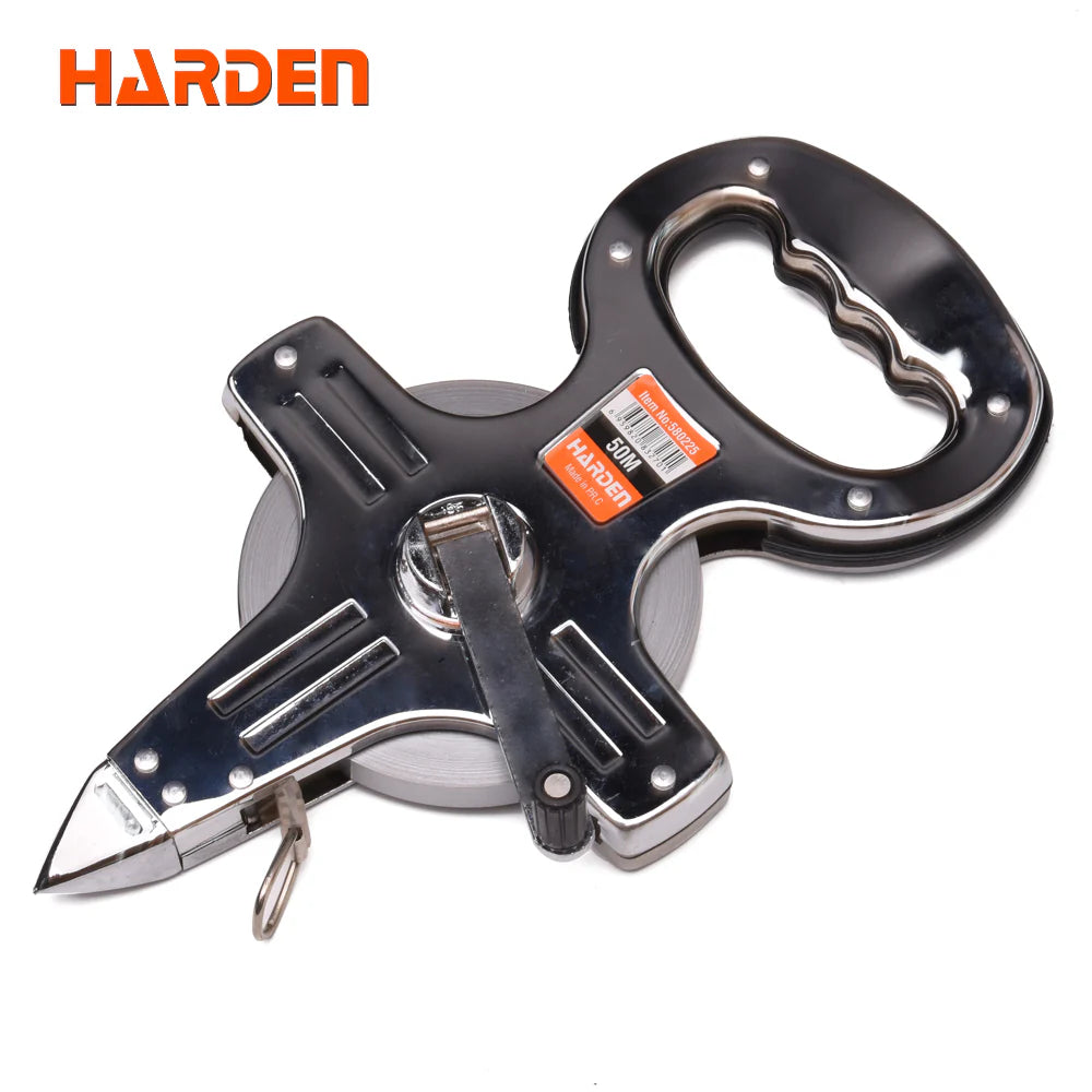 HARDEN 580230 professional 100-meter long steel tape measure with reinforced steel case and precision etched blade
