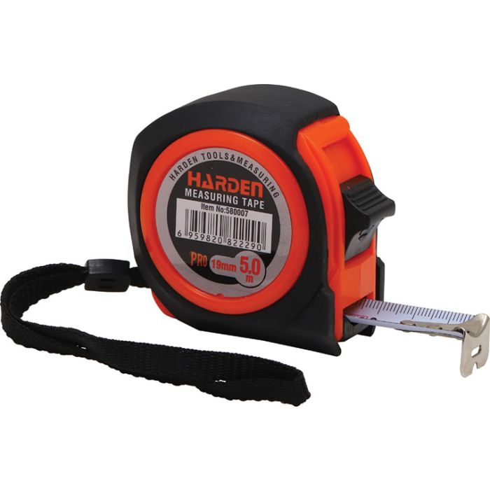 HARDEN 580017 5m 16ft professional measuring tape with yellow manganese steel blade and high impact blue ABS case