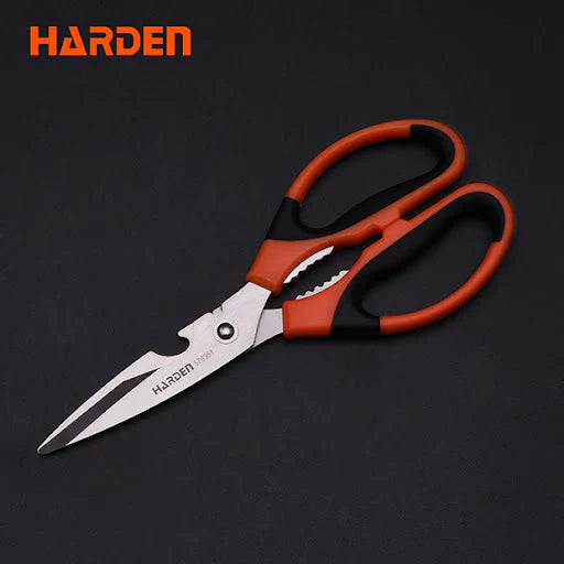 HARDEN 570361 200mm professional multi-purpose scissors with 3mm thick stainless steel blades and blue ABS handles