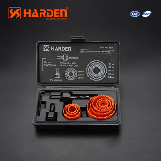 Harden Professional 11-Piece Wood Hole Saw Kit – 19mm to 64mm | 610546