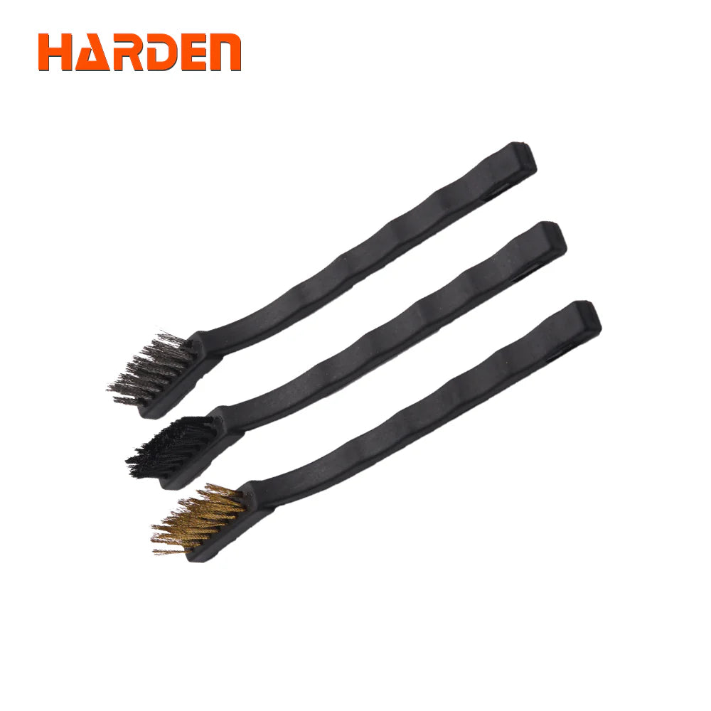Harden Professional 3-Piece Mini Wire Brush Set (175mm) – Steel, Brass & Nylon | 660241